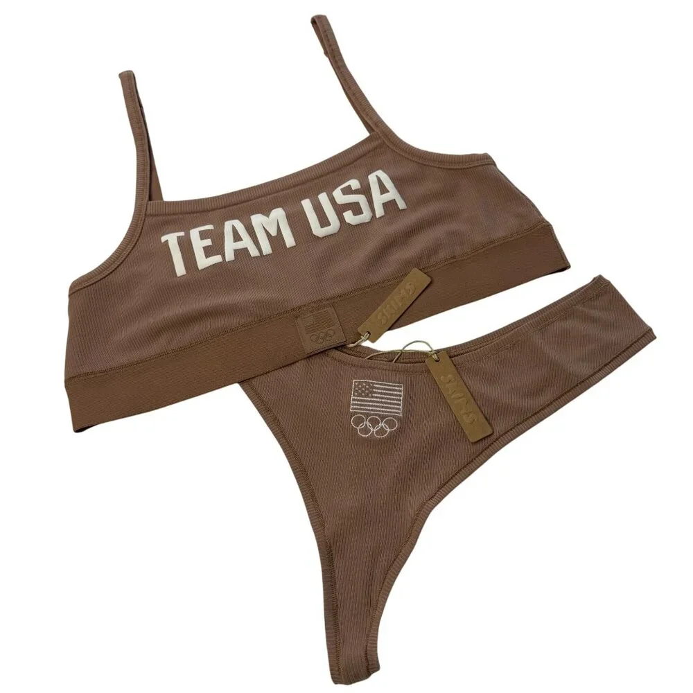SKIMS Soft Lounge Bralette +‎ Thong Set Team USA Sienna 2X - Picture 15 of 15